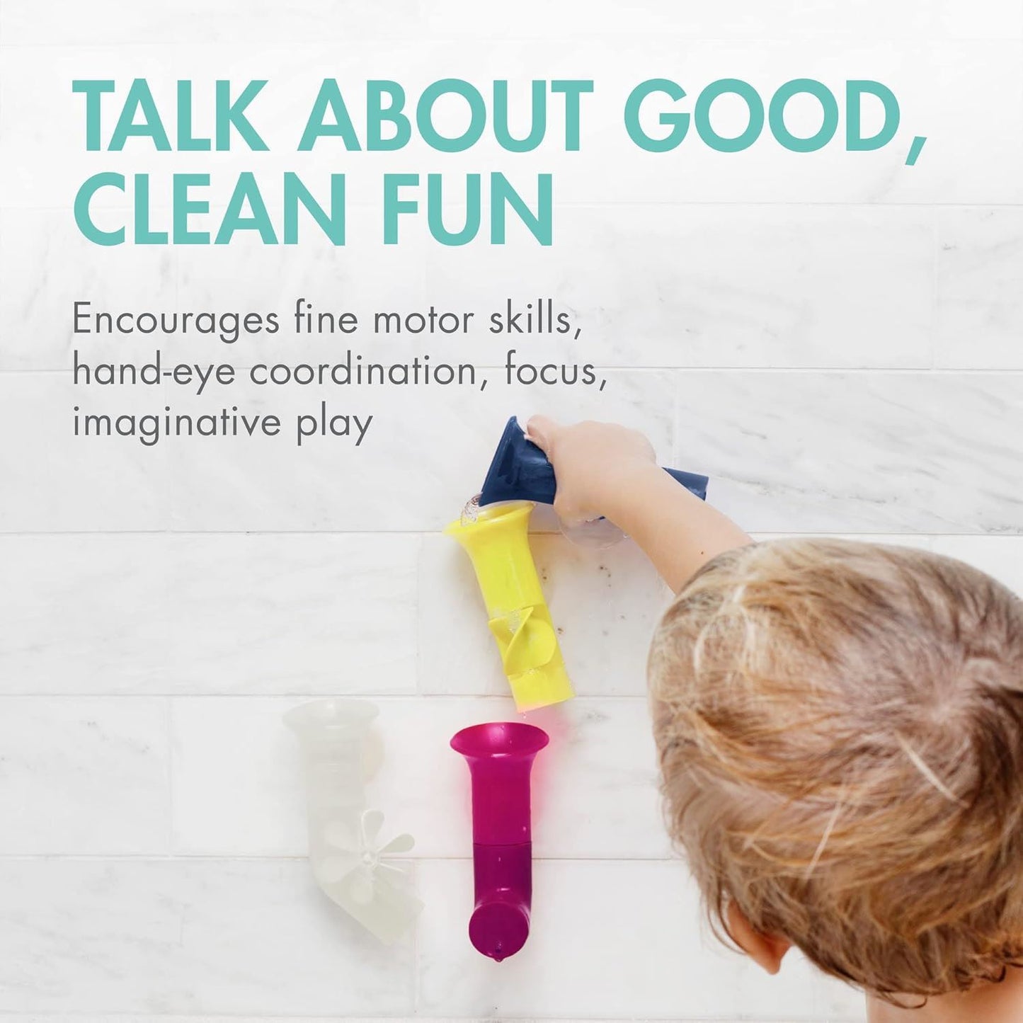 Boon Pipes Building Bath Toy Set B11379 – TOMY Creative Bath Tub Water Pipes & Tubes for Interactive STEM Water Play