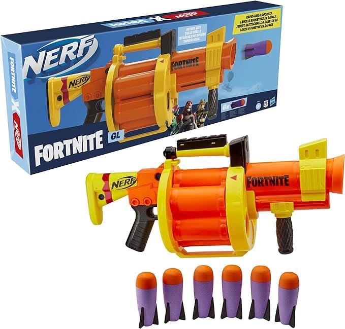 NERF Fortnite GL Rocket-Firing Blaster E8910 Includes 6 Official Nerf Rockets