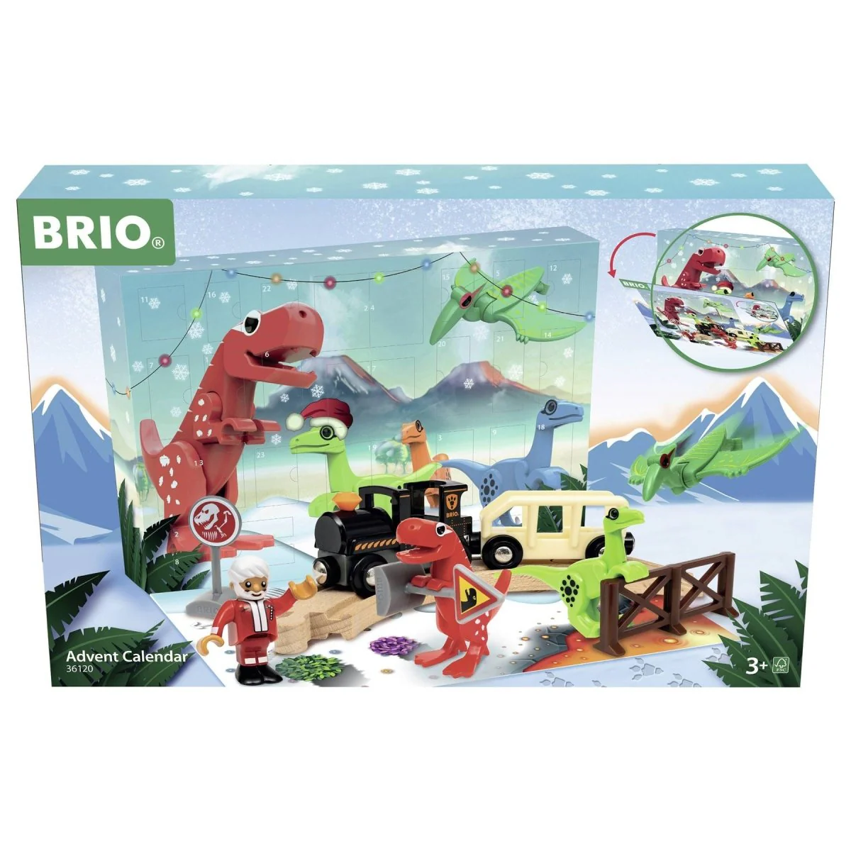 BRIO World Advent Calendar 2025 (36120) – FSC-Certified Beech Wooden Railway Christmas Countdown Set with Figures & Accessories