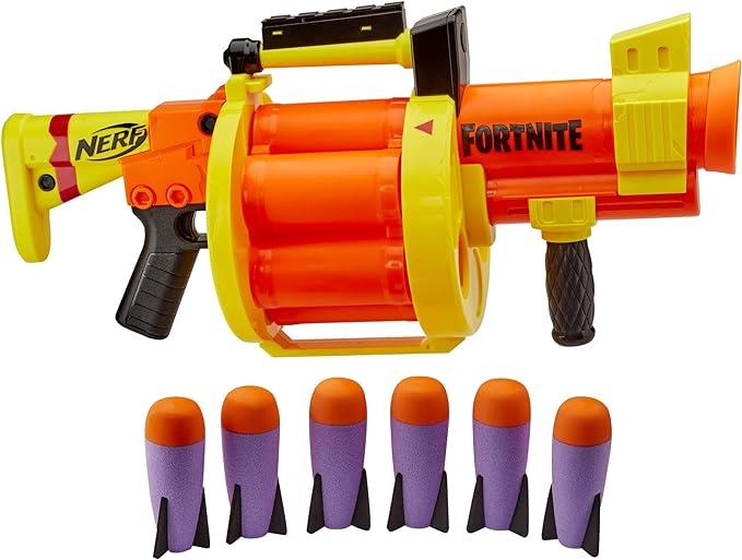 NERF Fortnite GL Rocket-Firing Blaster E8910 Includes 6 Official Nerf Rockets