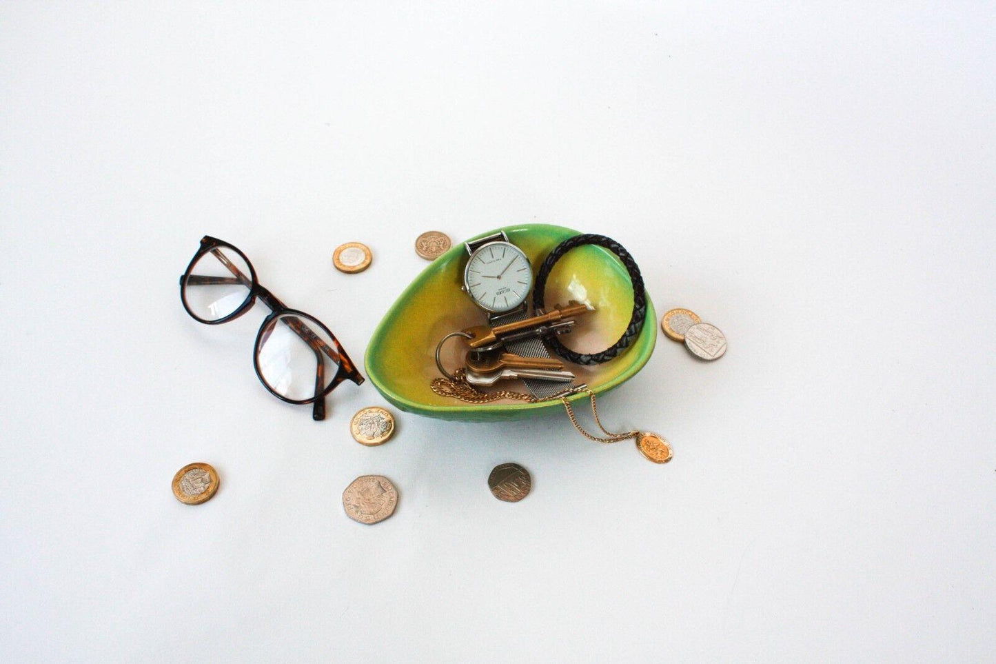 GIFT REPUBLIC Avocado Trinket Bowl Ceramic Green Novelty Gift Homewares