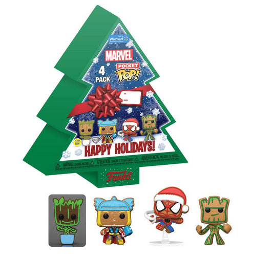 MARVEL Happy Holidays Tree Pocket Pop! Marvel Superheroes Holiday 4-Pack (Funko)