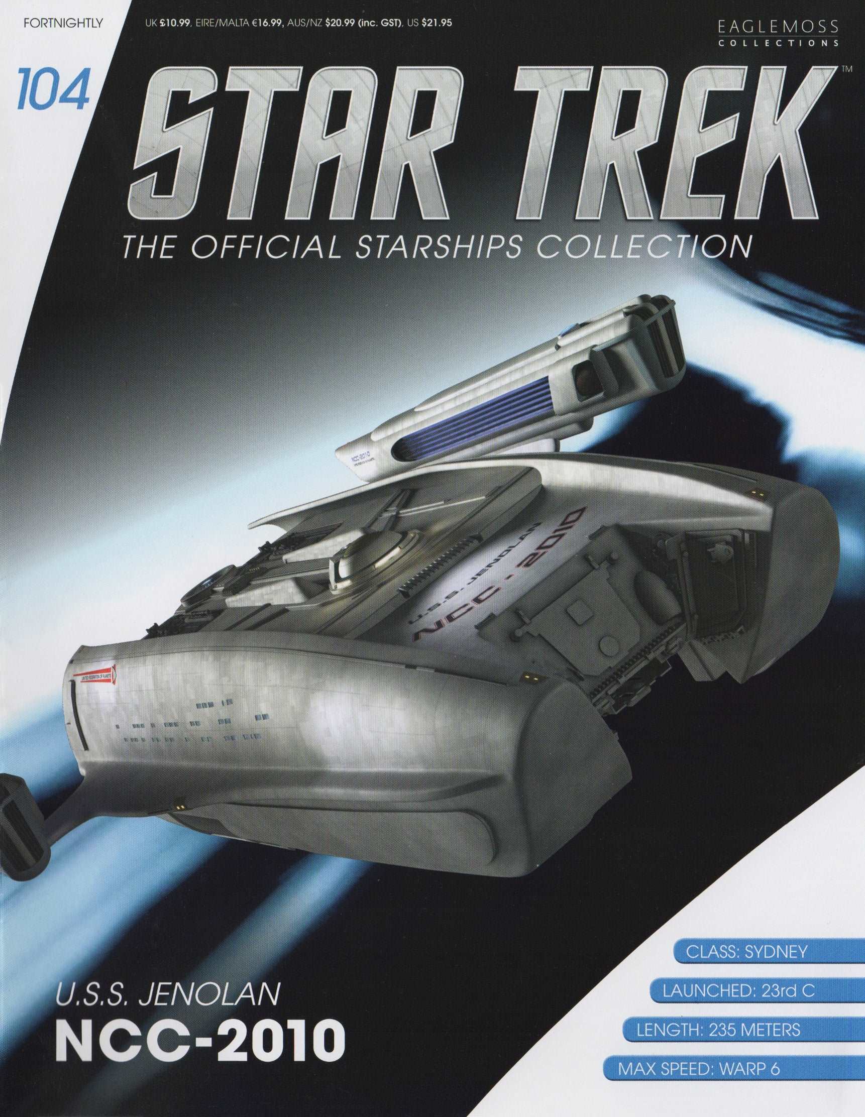 #104 U.S.S. Jenolan NCC-2010 Starship Model Die Cast Ship (Eaglemoss Star Trek)