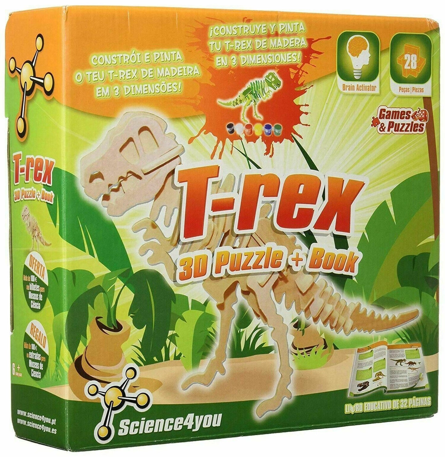 Science4you T-REX 3D Wooden Puzzle Educational Science Toy STEM Toy