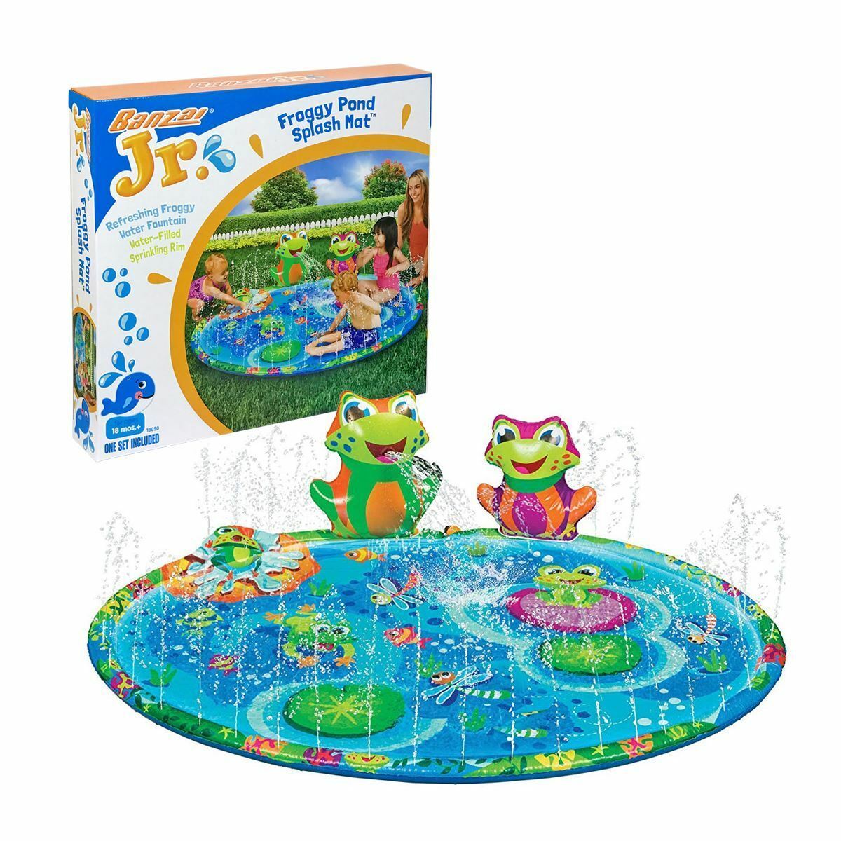 Banzai Jr Froggy Pond Splash Mat Summer Garden Sprinker Water Play Official