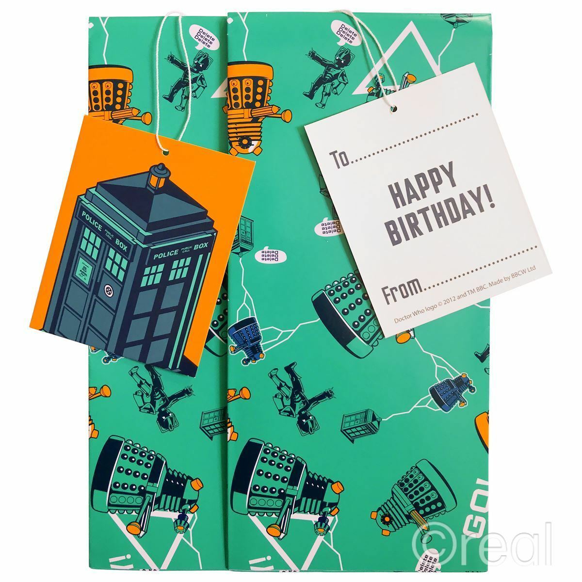 1 Doctor Who Gift Wrap Set Birthday Tag Wrapping Paper TARDIS Dalek Official