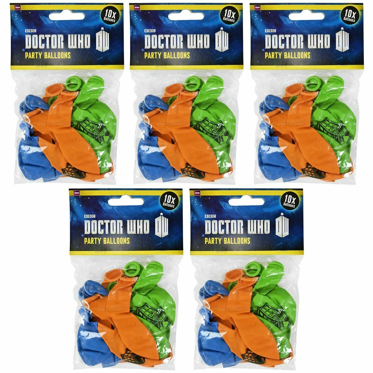 5 PACKS Doctor Who TARDIS Balloons 10 Packs Birthday Party Supplies Official