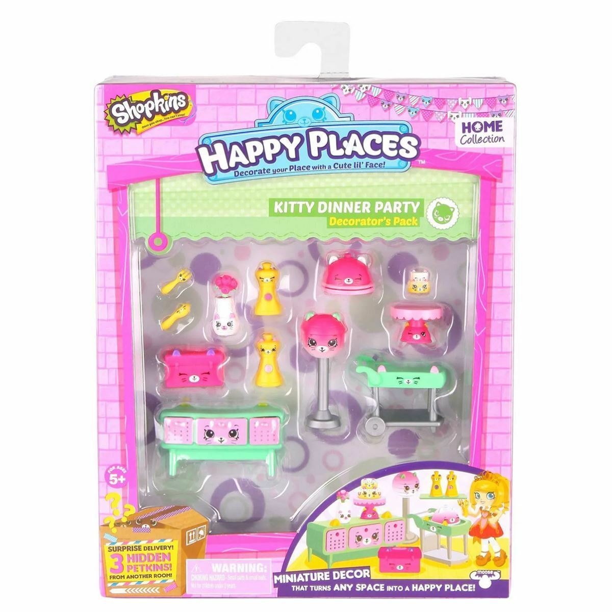 Shopkins Kitty Dinner Party Decorator's Pack 3 Mystery Petkins Official